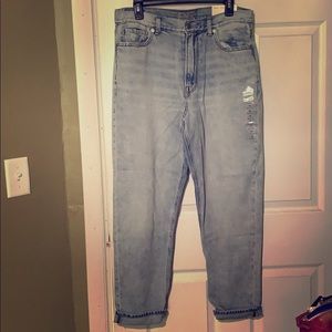 Faded light wash mom jeans